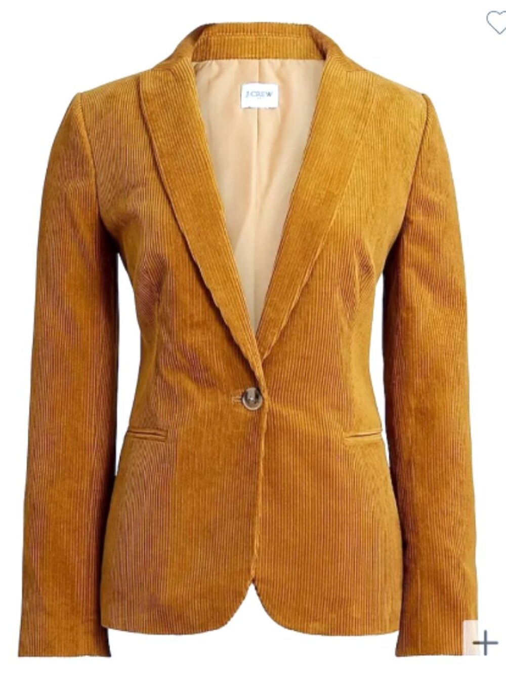J. Crew Factory Women's 6 One Button Corduroy Blazer Golden Brandy Beige Brown